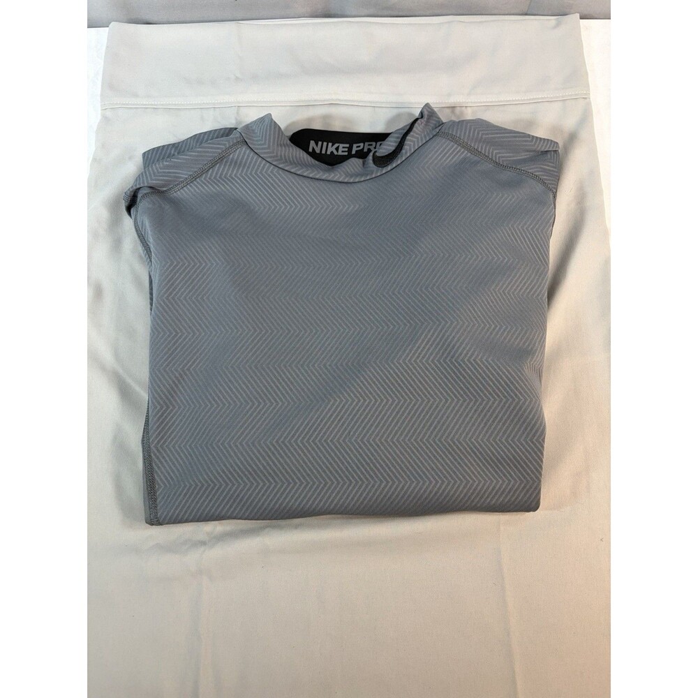 Nike Shirt Mens L Grey Long Sleeve Gym Dri Fit Workout Fitted Performance EUC